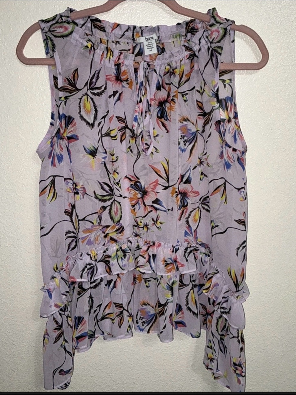 BCBG Lilac Floral Ruffle Camisole